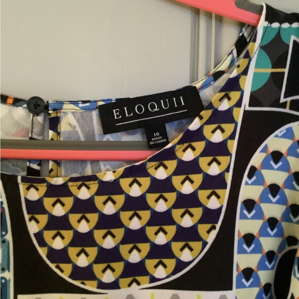 Eloquii Abstract/Geometric Pattern Short Sleeve D… - image 3